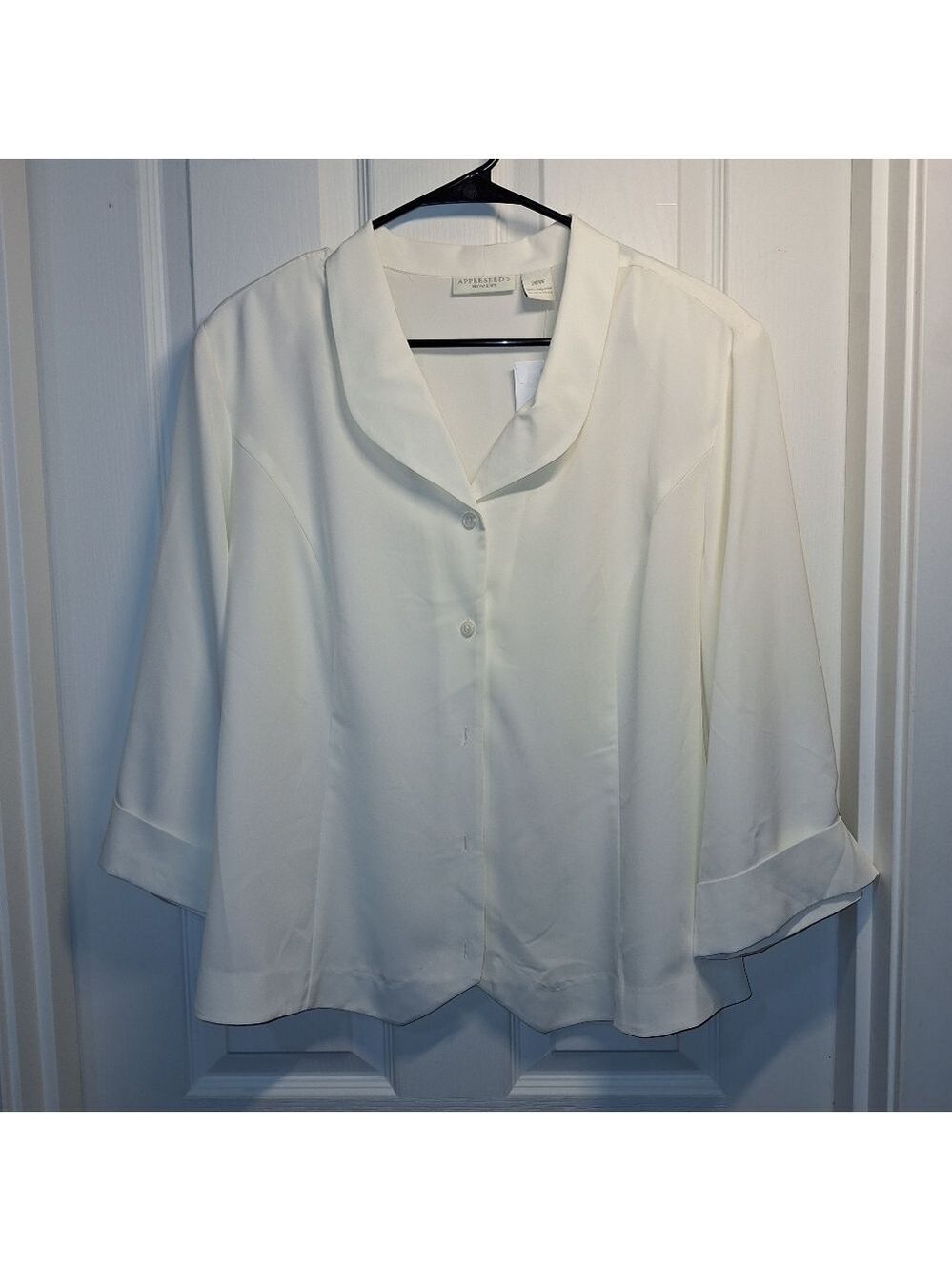 Appleseeds Cream Button Up Blouse 20W